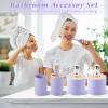 imagePurple Bathroom Set Purple Bathroom Accessories Set with Trash Can 2PCS Soap Dispensers Soap Dish Toothbrush Holder Toothbrush CupToilet Brush Tray and Qtip Holders for Bathroom DecorBathroom Set