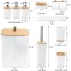 imagePurple Bathroom Set Purple Bathroom Accessories Set with Trash Can 2PCS Soap Dispensers Soap Dish Toothbrush Holder Toothbrush CupToilet Brush Tray and Qtip Holders for Bathroom DecorBamboo Bath Set