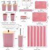 imagePurple Bathroom Set Purple Bathroom Accessories Set with Trash Can 2PCS Soap Dispensers Soap Dish Toothbrush Holder Toothbrush CupToilet Brush Tray and Qtip Holders for Bathroom DecorBamboo Bath SetShower CurtainBath Rugs