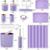 imagePurple Bathroom Set Purple Bathroom Accessories Set with Trash Can 2PCS Soap Dispensers Soap Dish Toothbrush Holder Toothbrush CupToilet Brush Tray and Qtip Holders for Bathroom DecorBathroom SetShower CurtainBath Rugs