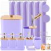 imagePurple Bathroom Set Purple Bathroom Accessories Set with Trash Can 2PCS Soap Dispensers Soap Dish Toothbrush Holder Toothbrush CupToilet Brush Tray and Qtip Holders for Bathroom DecorBamboo Bath SetShower Curtain