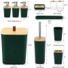 imagePurple Bathroom Set Purple Bathroom Accessories Set with Trash Can 2PCS Soap Dispensers Soap Dish Toothbrush Holder Toothbrush CupToilet Brush Tray and Qtip Holders for Bathroom DecorBamboo Bath Set