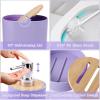 imagePurple Bathroom Set Purple Bathroom Accessories Set with Trash Can 2PCS Soap Dispensers Soap Dish Toothbrush Holder Toothbrush CupToilet Brush Tray and Qtip Holders for Bathroom DecorBathroom SetShower CurtainBath Rugs