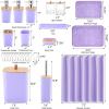 imagePurple Bathroom Set Purple Bathroom Accessories Set with Trash Can 2PCS Soap Dispensers Soap Dish Toothbrush Holder Toothbrush CupToilet Brush Tray and Qtip Holders for Bathroom DecorBamboo Bath SetShower CurtainBath Rugs