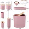 imagePurple Bathroom Set Purple Bathroom Accessories Set with Trash Can 2PCS Soap Dispensers Soap Dish Toothbrush Holder Toothbrush CupToilet Brush Tray and Qtip Holders for Bathroom DecorBathroom Set
