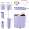 imagePurple Bathroom Set Purple Bathroom Accessories Set with Trash Can 2PCS Soap Dispensers Soap Dish Toothbrush Holder Toothbrush CupToilet Brush Tray and Qtip Holders for Bathroom DecorBathroom Set