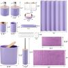 imagePurple Bathroom Set Purple Bathroom Accessories Set with Trash Can 2PCS Soap Dispensers Soap Dish Toothbrush Holder Toothbrush CupToilet Brush Tray and Qtip Holders for Bathroom DecorBathroom SetShower CurtainTowels