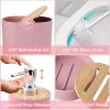 imagePurple Bathroom Set Purple Bathroom Accessories Set with Trash Can 2PCS Soap Dispensers Soap Dish Toothbrush Holder Toothbrush CupToilet Brush Tray and Qtip Holders for Bathroom DecorBathroom SetShower CurtainTowels