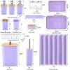 imagePurple Bathroom Set Purple Bathroom Accessories Set with Trash Can 2PCS Soap Dispensers Soap Dish Toothbrush Holder Toothbrush CupToilet Brush Tray and Qtip Holders for Bathroom DecorBamboo Bath SetShower Curtain
