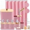 imagePurple Bathroom Set Purple Bathroom Accessories Set with Trash Can 2PCS Soap Dispensers Soap Dish Toothbrush Holder Toothbrush CupToilet Brush Tray and Qtip Holders for Bathroom DecorBamboo Bath SetShower Curtain
