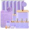imagePurple Bathroom Set Purple Bathroom Accessories Set with Trash Can 2PCS Soap Dispensers Soap Dish Toothbrush Holder Toothbrush CupToilet Brush Tray and Qtip Holders for Bathroom DecorBamboo Bath SetShower CurtainBath Rugs