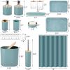 imagePurple Bathroom Set Purple Bathroom Accessories Set with Trash Can 2PCS Soap Dispensers Soap Dish Toothbrush Holder Toothbrush CupToilet Brush Tray and Qtip Holders for Bathroom DecorBathroom SetShower CurtainBath Rugs