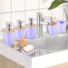 imagePurple Bathroom Set Purple Bathroom Accessories Set with Trash Can 2PCS Soap Dispensers Soap Dish Toothbrush Holder Toothbrush CupToilet Brush Tray and Qtip Holders for Bathroom DecorBamboo Bath Set