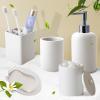imageResin 6 Pcs Purple Bathroom Set Complete with Toothbrush Holder Lotion Soap Dispenser 2 Qtip Holder DispensersVanity TrayBathroom Tumbler  Countertop Vanity Organizer  Bathroom AccessoriesWhite