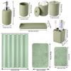 imageResin 6 Pcs Purple Bathroom Set Complete with Toothbrush Holder Lotion Soap Dispenser 2 Qtip Holder DispensersVanity TrayBathroom Tumbler  Countertop Vanity Organizer  Bathroom AccessoriesGreen