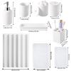 imageResin 6 Pcs Purple Bathroom Set Complete with Toothbrush Holder Lotion Soap Dispenser 2 Qtip Holder DispensersVanity TrayBathroom Tumbler  Countertop Vanity Organizer  Bathroom AccessoriesWhite