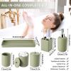 imageResin 6 Pcs Purple Bathroom Set Complete with Toothbrush Holder Lotion Soap Dispenser 2 Qtip Holder DispensersVanity TrayBathroom Tumbler  Countertop Vanity Organizer  Bathroom AccessoriesGreen
