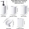imageResin 6 Pcs Purple Bathroom Set Complete with Toothbrush Holder Lotion Soap Dispenser 2 Qtip Holder DispensersVanity TrayBathroom Tumbler  Countertop Vanity Organizer  Bathroom AccessoriesWhite
