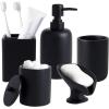 imageResin 6 Pcs Purple Bathroom Set Complete with Toothbrush Holder Lotion Soap Dispenser 2 Qtip Holder DispensersVanity TrayBathroom Tumbler  Countertop Vanity Organizer  Bathroom AccessoriesBlack