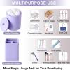 imageResin 6 Pcs Purple Bathroom Set Complete with Toothbrush Holder Lotion Soap Dispenser 2 Qtip Holder DispensersVanity TrayBathroom Tumbler  Countertop Vanity Organizer  Bathroom AccessoriesPurple