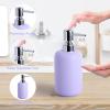 imageResin 6 Pcs Purple Bathroom Set Complete with Toothbrush Holder Lotion Soap Dispenser 2 Qtip Holder DispensersVanity TrayBathroom Tumbler  Countertop Vanity Organizer  Bathroom AccessoriesPurple