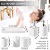 imageResin 6 Pcs Purple Bathroom Set Complete with Toothbrush Holder Lotion Soap Dispenser 2 Qtip Holder DispensersVanity TrayBathroom Tumbler  Countertop Vanity Organizer  Bathroom AccessoriesWhite