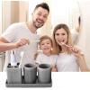 imageResin 6 Pcs Purple Bathroom Set Complete with Toothbrush Holder Lotion Soap Dispenser 2 Qtip Holder DispensersVanity TrayBathroom Tumbler  Countertop Vanity Organizer  Bathroom AccessoriesGray