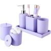 imageResin 6 Pcs Purple Bathroom Set Complete with Toothbrush Holder Lotion Soap Dispenser 2 Qtip Holder DispensersVanity TrayBathroom Tumbler  Countertop Vanity Organizer  Bathroom AccessoriesPurple