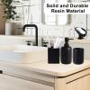 imageResin 6 Pcs Purple Bathroom Set Complete with Toothbrush Holder Lotion Soap Dispenser 2 Qtip Holder DispensersVanity TrayBathroom Tumbler  Countertop Vanity Organizer  Bathroom AccessoriesBlack