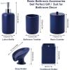 imageResin 6 Pcs Purple Bathroom Set Complete with Toothbrush Holder Lotion Soap Dispenser 2 Qtip Holder DispensersVanity TrayBathroom Tumbler  Countertop Vanity Organizer  Bathroom AccessoriesNavy Blue
