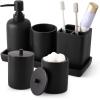imageResin 6 Pcs Purple Bathroom Set Complete with Toothbrush Holder Lotion Soap Dispenser 2 Qtip Holder DispensersVanity TrayBathroom Tumbler  Countertop Vanity Organizer  Bathroom AccessoriesBlack