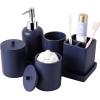 imageResin 6 Pcs Purple Bathroom Set Complete with Toothbrush Holder Lotion Soap Dispenser 2 Qtip Holder DispensersVanity TrayBathroom Tumbler  Countertop Vanity Organizer  Bathroom AccessoriesNavy Blue