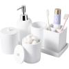 imageResin 6 Pcs Purple Bathroom Set Complete with Toothbrush Holder Lotion Soap Dispenser 2 Qtip Holder DispensersVanity TrayBathroom Tumbler  Countertop Vanity Organizer  Bathroom AccessoriesWhite