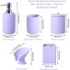 imageResin 6 Pcs Purple Bathroom Set Complete with Toothbrush Holder Lotion Soap Dispenser 2 Qtip Holder DispensersVanity TrayBathroom Tumbler  Countertop Vanity Organizer  Bathroom AccessoriesPurple