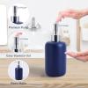 imageResin 6 Pcs Purple Bathroom Set Complete with Toothbrush Holder Lotion Soap Dispenser 2 Qtip Holder DispensersVanity TrayBathroom Tumbler  Countertop Vanity Organizer  Bathroom AccessoriesNavy Blue