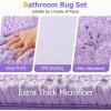 imageShower Curtain Set Beige Bathroom Sets with Shower Curtain and Rugs Glitter Waterproof Shower Curtain with NonSlip Bathroom Rugs for Hotel Shower Bathroom DecorSequin Purple