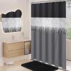 imageShower Curtain Set Beige Bathroom Sets with Shower Curtain and Rugs Glitter Waterproof Shower Curtain with NonSlip Bathroom Rugs for Hotel Shower Bathroom DecorSequin Black