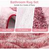 imageShower Curtain Set Beige Bathroom Sets with Shower Curtain and Rugs Glitter Waterproof Shower Curtain with NonSlip Bathroom Rugs for Hotel Shower Bathroom DecorWaffle Pink