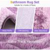 imageShower Curtain Set Beige Bathroom Sets with Shower Curtain and Rugs Glitter Waterproof Shower Curtain with NonSlip Bathroom Rugs for Hotel Shower Bathroom DecorWaffle Purple