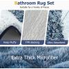 imageShower Curtain Set Beige Bathroom Sets with Shower Curtain and Rugs Glitter Waterproof Shower Curtain with NonSlip Bathroom Rugs for Hotel Shower Bathroom DecorWaffle Navy Blue