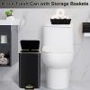imageSmall Bathroom Trash Can with Lid Soft Close 18 Gallon Stainless Steel Garbage Can with Removable Inner BucketWicker Storage Baskets75Count Trash Bags Slim Step Pedal Trash BinsBlack