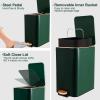 imageSmall Bathroom Trash Can with Lid Soft Close 18 Gallon Stainless Steel Garbage Can with Removable Inner BucketWicker Storage Baskets75Count Trash Bags Slim Step Pedal Trash BinsDark Green