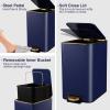 imageSmall Bathroom Trash Can with Lid Soft Close 18 Gallon Stainless Steel Garbage Can with Removable Inner BucketWicker Storage Baskets75Count Trash Bags Slim Step Pedal Trash BinsNavy Blue