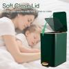 imageSmall Bathroom Trash Can with Lid Soft Close 18 Gallon Stainless Steel Garbage Can with Removable Inner BucketWicker Storage Baskets75Count Trash Bags Slim Step Pedal Trash BinsDark Green