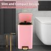 imageSmall Bathroom Trash Can with Lid Soft Close 18 Gallon Stainless Steel Garbage Can with Removable Inner BucketWicker Storage Baskets75Count Trash Bags Slim Step Pedal Trash BinsPink