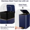 imageSmall Bathroom Trash Can with Lid Soft Close 18 Gallon Stainless Steel Garbage Can with Removable Inner BucketWicker Storage Baskets75Count Trash Bags Slim Step Pedal Trash BinsNavy Blue