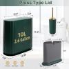 imageSmall Bathroom Trash Can with Press Type Lid Toilet Brush and Holder SetSlim Dark Green Bathroom Garbage Can Slim Narrow Trash Bin 26 Gallon Garbage Bin