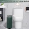 imageSmall Bathroom Trash Can with Press Type Lid Toilet Brush and Holder SetSlim Dark Green Bathroom Garbage Can Slim Narrow Trash Bin 26 Gallon Garbage Bin