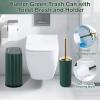 imageSmall Bathroom Trash Can with Press Type Lid Toilet Brush and Holder SetSlim Dark Green Bathroom Garbage Can Slim Narrow Trash Bin 26 Gallon Garbage Bin