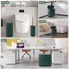 imageSmall Bathroom Trash Can with Press Type Lid Toilet Brush and Holder SetSlim Dark Green Bathroom Garbage Can Slim Narrow Trash Bin 26 Gallon Garbage Bin